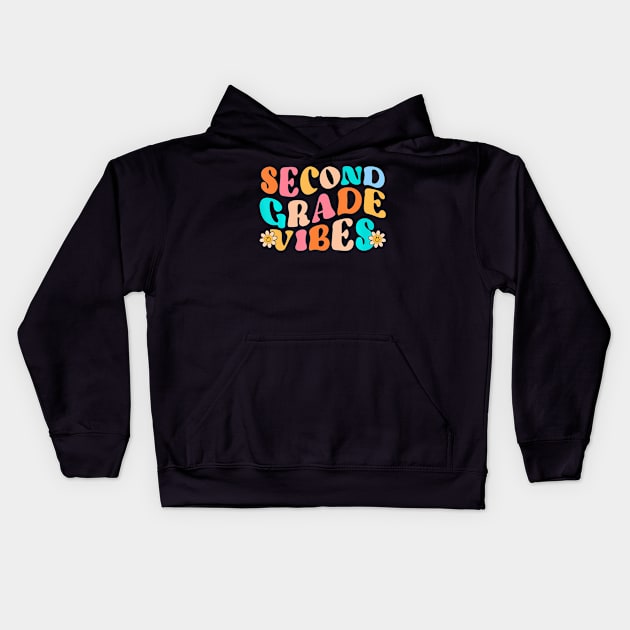 Second Grade Vibes Retro Back to School Teacher Women Kids Kids Hoodie by mccloysitarh